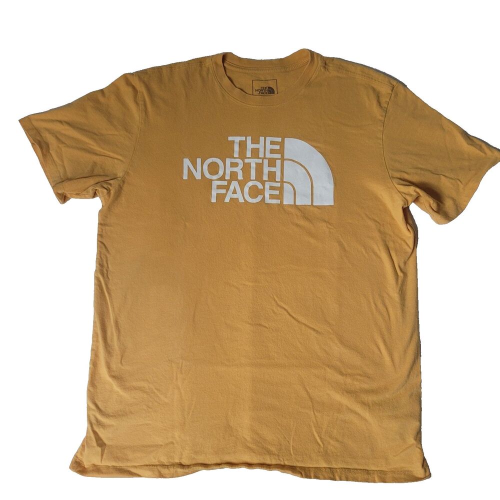 The North Face Half Dome T-Shirt L Yellow Graphic Logo Outdoor Casual Tee
